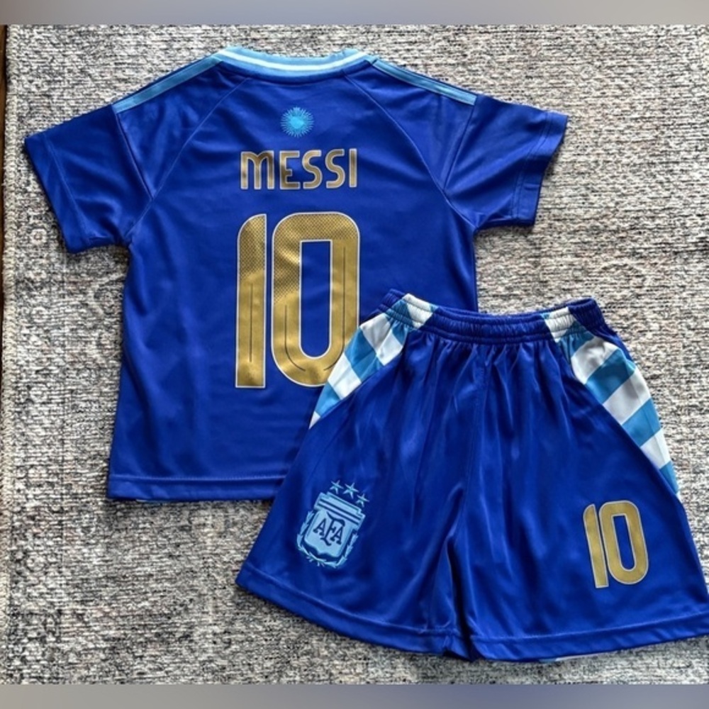 Lionel Messi Youth Large Size 28 Argentina Away Soccer Jersey - SHIP TODAY